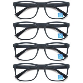 OLOMEE Matte Black Reading Glasses Men Blue Light Blocking Large Oversized Wide Readers +1.50 Cheaters w/Big Head/Large Face