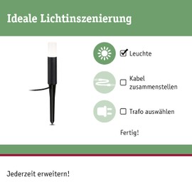 Paulmann 94533 Plug & Shine LED Outdoor Light Bollard Light Flarea IP65 200 mm Warm White Including 1 x 3.6 Watt Dimmable Black Metal 3000 K