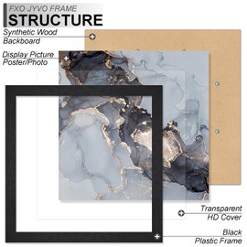Fxojyvo 5x5 Frame, Black Picture Frame for 5 x 5 Square Picture Poster Photo, Light Weight and High Transparent 5 by 5 Frame for Wall - 1 Pack/Black/5"x5"