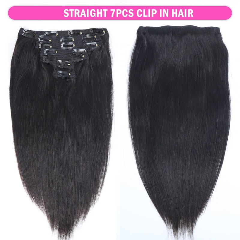 Unipearl Straight Hair Extensions Clip in 18 Inch 7Pcs 120g