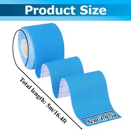 Physio Tape Waterproof Kinesiology Tape 5M x 5Cm Roll Elastic Muscle Support Tapes for Shoulder Ankle Elbow Wrist Shin Splints Knee Exercise Sports Support