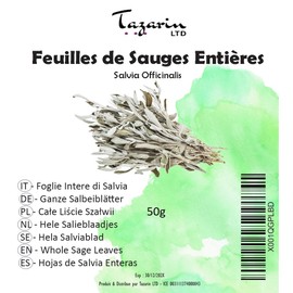 50 g sage leaves whole, sage tea, sage whole, Atlas sage, officinale sage tea, intense aroma and taste, 100% natural, pure and without additives, top quality - TazarinLtd