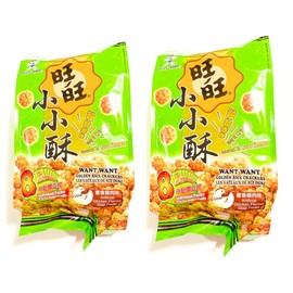 2 Pack Want Want Golden Rice Crackers (Artificial Chicken Flavour)160g Each 旺旺葱香雞肉味小小酥