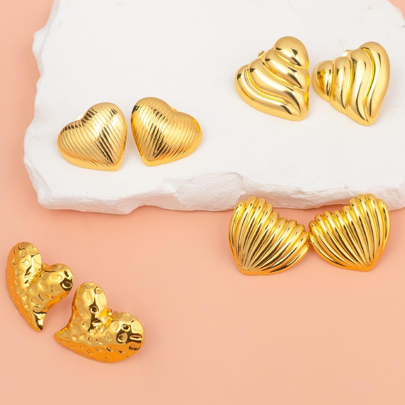 TCXOO 4 Pairs Beach Earrings For Women 14K Gold Statement