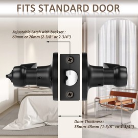 Probrico (8 Pack Privacy Door Lever,Locking Black Door Handle Set for Bathroom & Bedroom Doors,Keyless Interior Door Handle Black Finish Wave Door Lock, Reversible Right & Left Side Handed