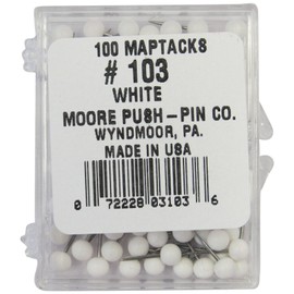 Moore Push Pin - White (Pack of 100)