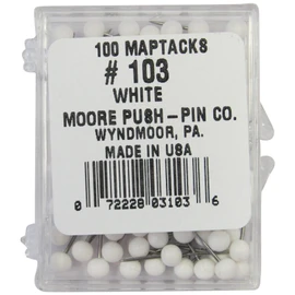 Moore Push Pin - White (Pack of 100)