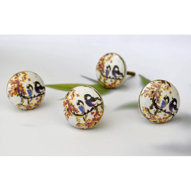 ARTISNO Printed Ceramic Knobs - Set of 10 Bird Print