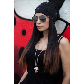 styleBREAKER 04024037 Unisex Classic Beanie Hat with High-Quality Rhinestone Studs -