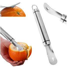 Stainless Steel Orange Peeler, Long Handle Orange Citrus Peeler Tool Serrated Curved Spade Blade Triangular-shaped Slip Blade Fruit Tools Kitchen Gadget
