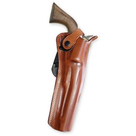 Masc OWB Leather Paddle Revolver Holster with Retention Strap, Fits Pietta 1860, 44Cal Arm-Type 8-inch, Round Barrel, Black Powder, Right Hand Draw, Brown Color #1580#