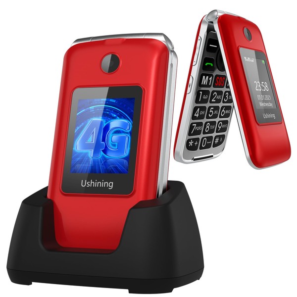 uleway Big Button 4G Senior Phone,2.8inch Big Display,Dual Sim Dual LCD Easy to Use Basic Mobile Phone for Elderly