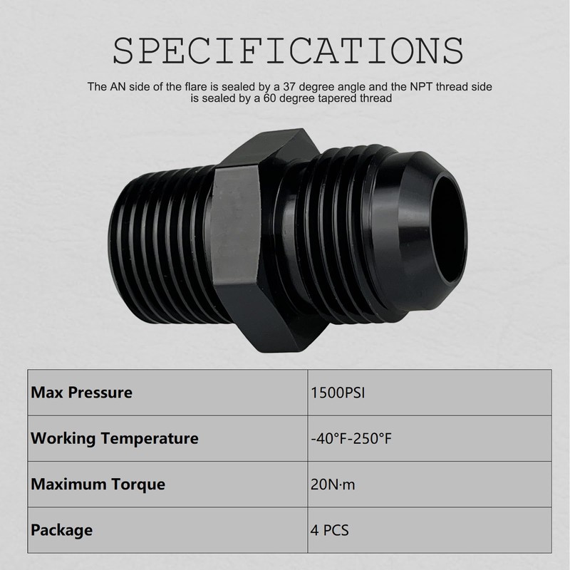 10AN Male Flare to 1/2" NPT Pipe Fitting Adapter Aluminum