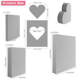 OTCRAFT 8 Pcs Large Stamping Foam Grey Moldable Heart Foam Stamps Plastic Dry Foam Stamp Pad Cut and Dry Foam Stamping Foam Block for for Sculpture, Modeling, DIY Arts and Handicrafts Projects