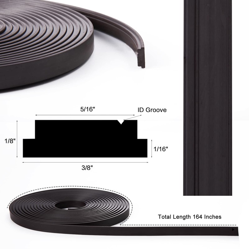 Luxmool 164 Inches Black Shower Door Magnetic Strip Replacement Insert