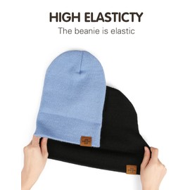 Kids Beanie Hat, Winter Toque for Boys Girls Toddler Children, Double Layer Knit Cap (Light Blue)