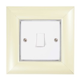 ElekTek Decorative Switch Surround Frame Cover Finger Plate Manhattan Pearl Cream Gloss