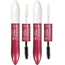 L'Oreal Paris Makeup Double Extend Beauty Tubes Lengthening Mascara, Blackest Black (Pack of 2)