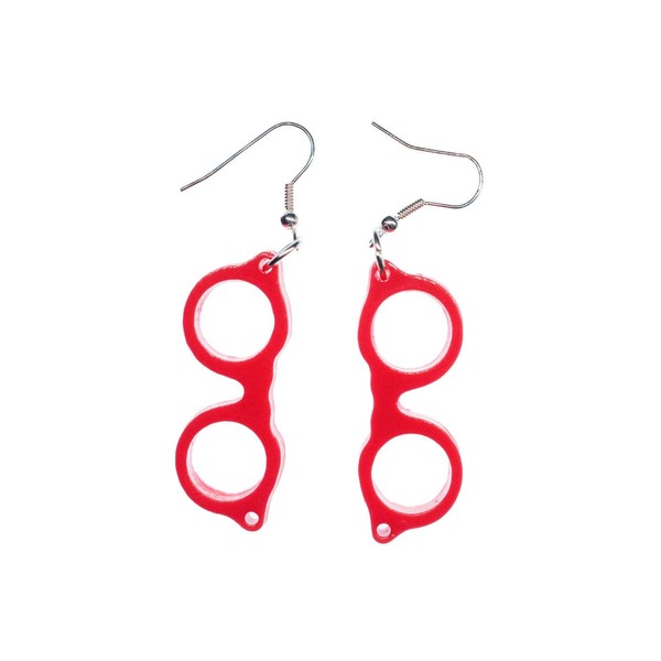 Glasses Woody Earrings Miniblings Nerd Hipster Retro Red
