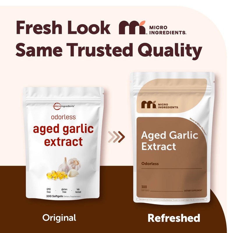 Micro Ingredients Odorless Garlic, 300 Softgels | 2 Years Aged