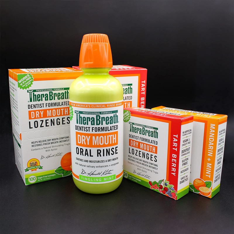 TheraBreath Dry Mouth Dentist Formulated Sugar-Free Lozenges, Mandarin Mint, 24