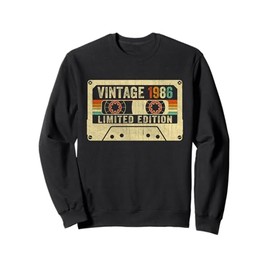 40th Birthday Gifts Vintage 1986 Cassette Tape 40 Years Old Sweatshirt