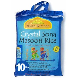 Asian Kitchen Crystal Sona Masoori Aged Rice 10-Pound Bag, 10lbs (4.54kg)