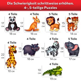 MAGNIKON Puzzles Exotic Animals from 2 3 Years - Toy Children's Puzzle from 3-5 Years - 9 My First Puzzle - 39 Large Pieces Gift for Boys and Girls - Toy from 2 Years - Motor Skills Toy