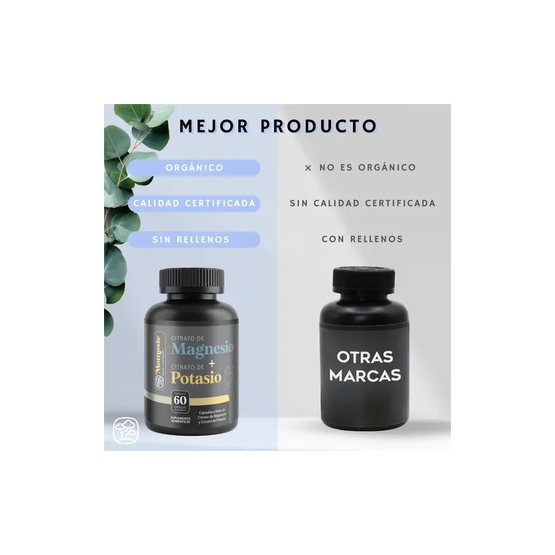 Citrato Magnesio Potasio Momosie Suplemento Alta Absorción Mujer Hombre Cápsulas