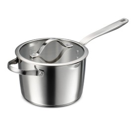 Tramontina Tempo Tri-Ply Base Stainless Steel 4-Quart Sauce Pan with Glass Lid, Induction-Ready Saucepan, Oven-Safe, Dishwasher-Safe
