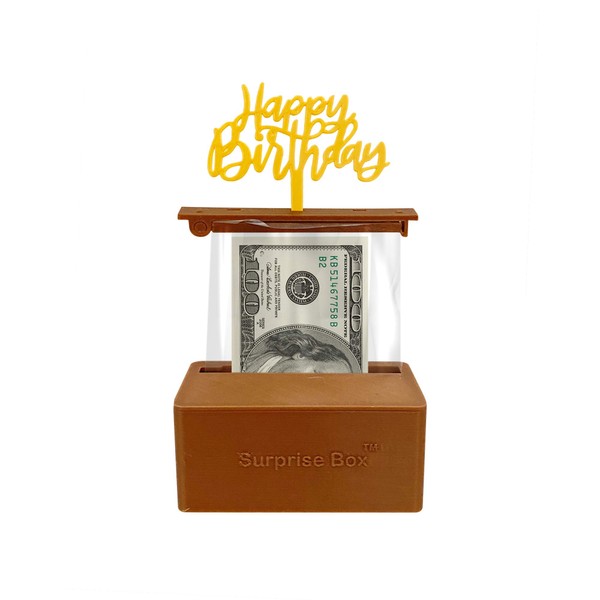 The Money Cake - Cake Money Pull Out Kit includes special box, 1 plastic roll (50 connected pockets), Happy Birthday Topper