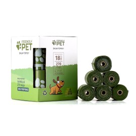 Friendly Pet Dog Poop Bags, 270 Count, 18 Rolls, Leak Proof and Extra Thick