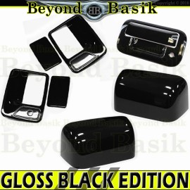 Torox 2008-2016 Ford F250-F550 GLOSS BLACK 2 Door Handle COVERS+Top Mirrors+Tailga