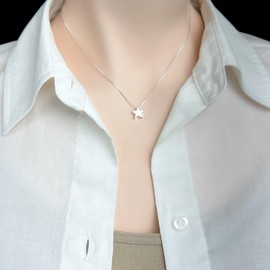 Small Delicate and Dainty Sterling Silver Star Necklace, Floating Star Necklace, Daughter Birthday Gift, Niece Christmas Gift, Inspirational Necklace (18 inches)