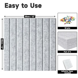 Large Cork Board for Walls, Yunihome 6 Pack 36" x 24" Felt Bulletin Board Wall Tiles for Home Kitchen School Office Wall Decor with Assorted Colors DIY Decorative Push Pins Sets