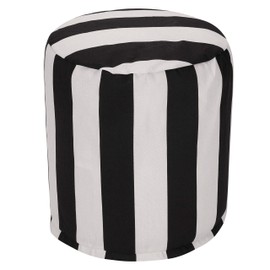 Majestic Home Goods Black Vertical Stripe Indoor/Outdoor Bean Bag Ottoman Pouf 16" L x 16" W x 17" H
