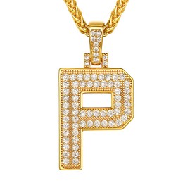 Richsteel Gold Chains For Men Pendant Bling Letter P Name Initial Necklace For Women