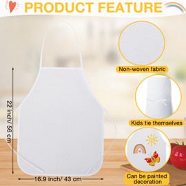 JaGely 60 Pcs Kids Apron and Chef Hat Set with 30 Children Aprons 30 White Chef Hats Kids Chef Costume Non Woven Fabric Girls Boys Child Apron for Baking Cooking Painting Crafting (Classic)