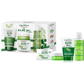 Equilibra Face Set, Aloe Dermo Gel 3+ Dermoprotectors Plus, Aloe Face Cream Against Wrinkles and Filler, Aloe Gel Cleanser for Facial Cleansing, Gift Box