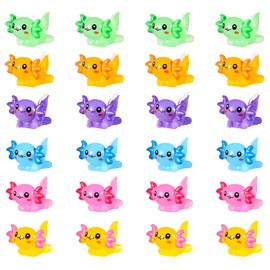 Telooco 24Pcs Mini Axolotl Figures Colorful Mini Resin Axolotl in Bulk Axolotl Charms 6 Colors Axolotl Stuff for Garden Ornament Aquarium Landscape DIY(Normal)