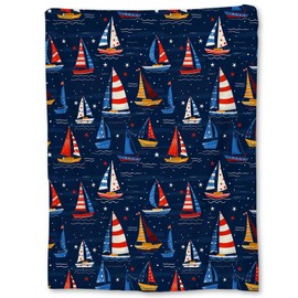 Ti Caldi Nautical Sailboat Blanket - Soft Lightweight Cozy Flannel Colorful Throw Blanket for Adults Kids Women, Warm Fuzzy Blankets for Couch, Bed, Travel, Home Decor, Living Room 60×50 in