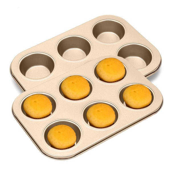 Ruioomeep Round Baking Tray for Muffins, Pack of 2, Carbon