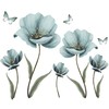 Dreamy Blue Flower Wall Stickers Creative Painted Butterflies Wall Decals