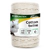 GRÜNTEK 3mm x 150m Macramé Cord - 100% Natural Cotton,