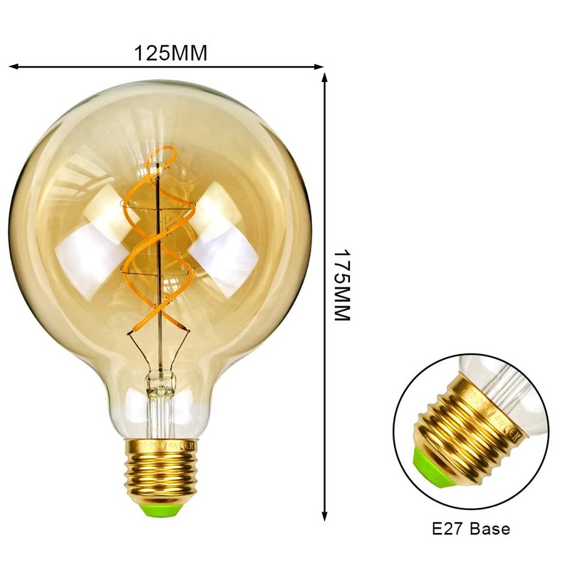 TIANFAN G125 Edison LED, 4W (25W Eq), 2000K Amber Light,