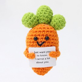 MMNHJHUT Funny Mini Positive Potato,3 Inch Positive Crochet Carrot Toy,Soft Wool Knitting Toy with Positive Card for Friends, Parties, Birthdays, Christmas