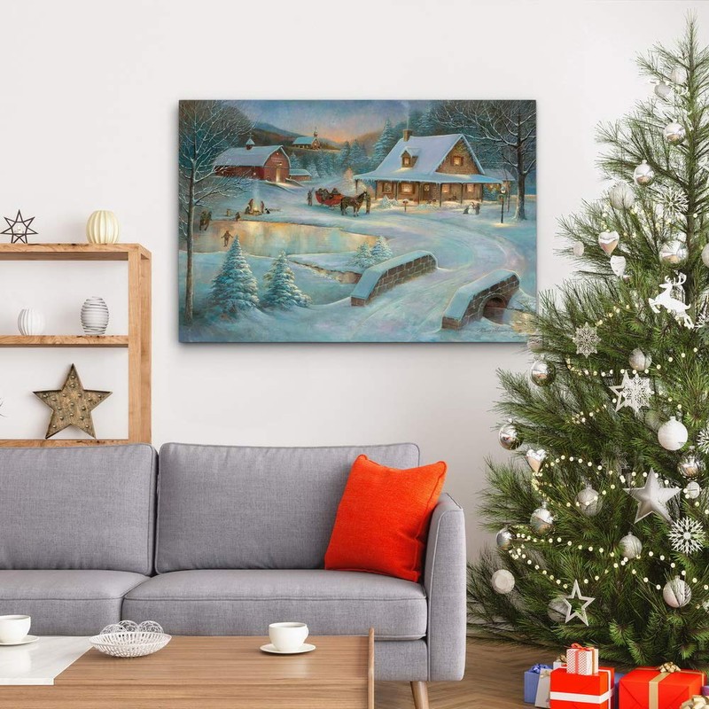 Renditions Gallery Country Winter Wall Art, Picturesque Christmas Scene, People