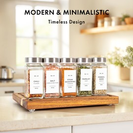 Minimalist Spice Jar Labels Self-Adhesive - 240 Stickers for Spice Jars, Spice Jars & Drawers, Round & Rectangular, Waterproof Spice Organiser Labels for Kitchen Organisation (White)