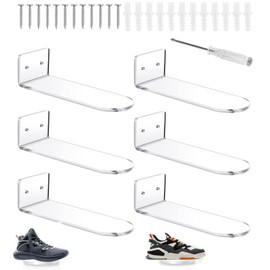 Littlecatch 6 Pack Floating Shoe Rack, Floating Shoe Shelves,Transparent Acrylic Wall Mounted Shoe Display Shelves,for Display Collectible Shoe&Sneaker, Gaming Room Room Decor For Men