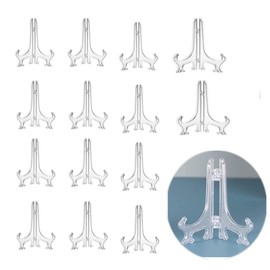 4 Inch Clear Plate Stand, Mini Clear Easel Display Stand, Plastic Easels for Display, Clear Plate Holders for Display Picture Artwork,for Home Decoration （15 Pieces ）
